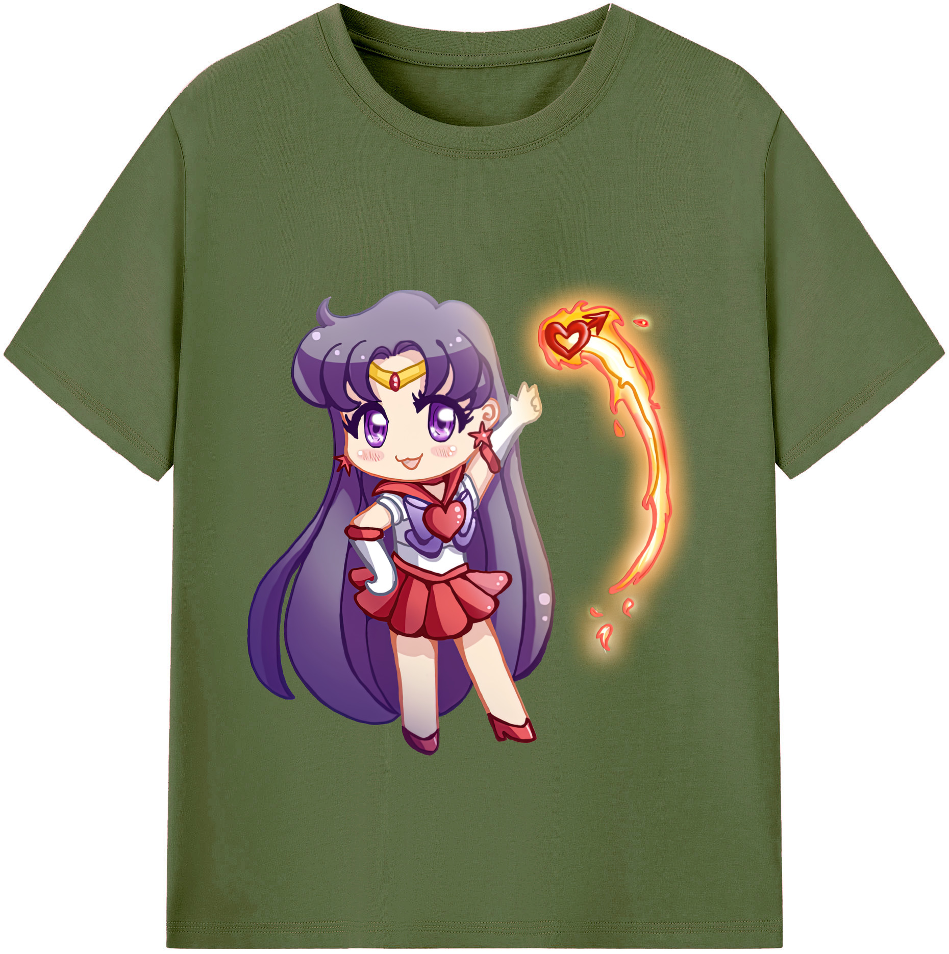 （画像用） 美少女戦士セーラームーン 火野レイ ひの レイ Sailor Moon Hino Rei （セーラーマーズ,Sailor Mars） 綿100％半袖Tシャツ（フロントプリント）